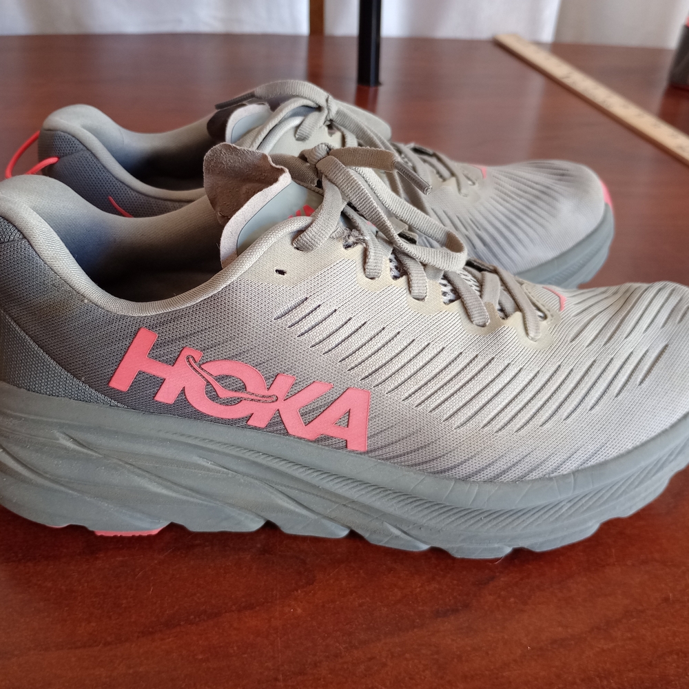 Hoka One One Women's Gray with Pink Accents Athletic Shoes